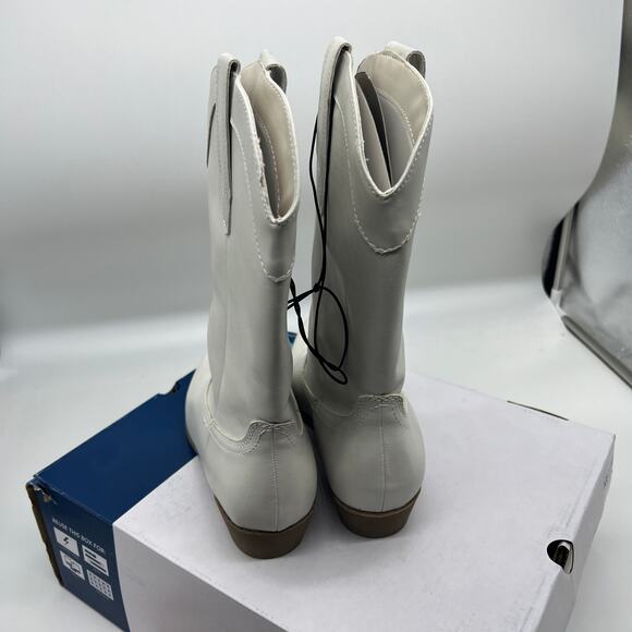 Arizona Jean Co Womens Maybrook Block Heel Cowboy Boots Cream Size 9M - Picture 5 of 11